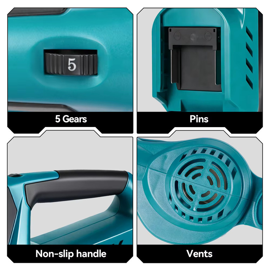 ONEVAN Bürstenloses elektrisches Luftgebläse 5500 W, kabelloser Laubbläser für Blätter, Schnee und Staub, kompatibel mit Makita 18 V Akkus - Bild 6
