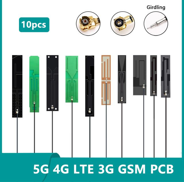 DIXSG 10er Set Omnidirektionale PCB FPC Antennen für 5G 4G LTE 3G GSM und WIFI, Frequenzbereich 600 bis 6000 MHz mit IPX/U.FL Stecker - Bild 1