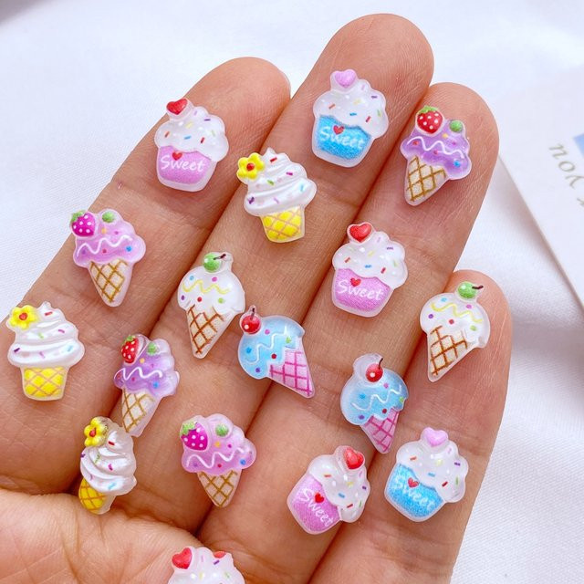 50 Stück TSXJY Mini Eis Torte Cabochons aus Resin in Multicolour für Schmuckherstellung und Maniküre - Bild 1