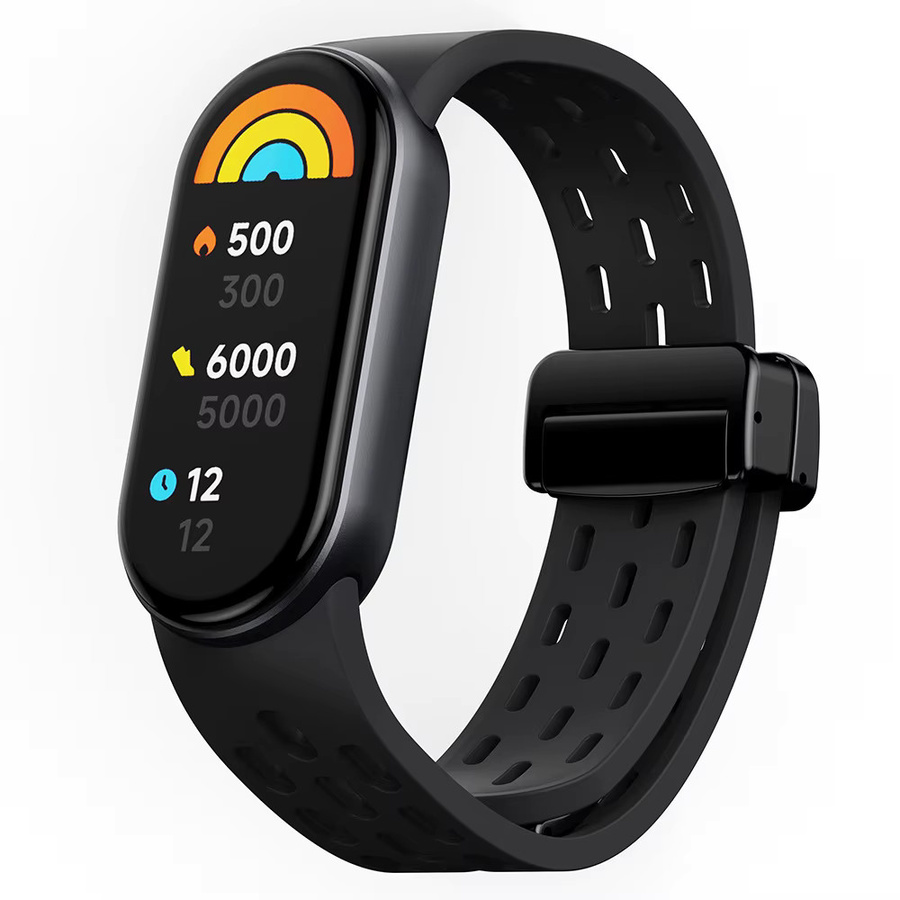 OAKCHARM Magnetisches Silikon-Uhrenarmband für Xiaomi Band 8 9, Atmungsaktives Ersatzarmband in Braun - Bild 3