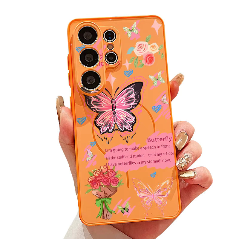 Magnetische Handyhülle mit Schmetterlingsdruck für Samsung Galaxy S26 S25 S24 S23 Ultra S25 FE A57 A56 A37 A17 A55 A26 A36 A35 Cover in Schwarz und Mehrfarbig - Bild 5