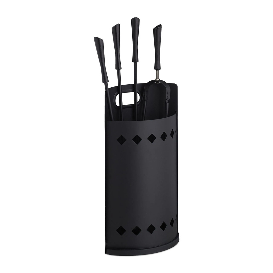 Relaxdays Kaminbesteck aus Stahl in Schwarz mit Eimer, B/T/H: 44 x 25,5 x 15 cm - Bild 2