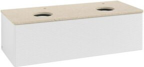 V&B Antao Waschtischunterschrank mit Frontstruktur und LED-Beleuchtung, Wandmontage, Farbe: Weiß, B/T/H: 120 x 36 x 50 cm - Bild 1