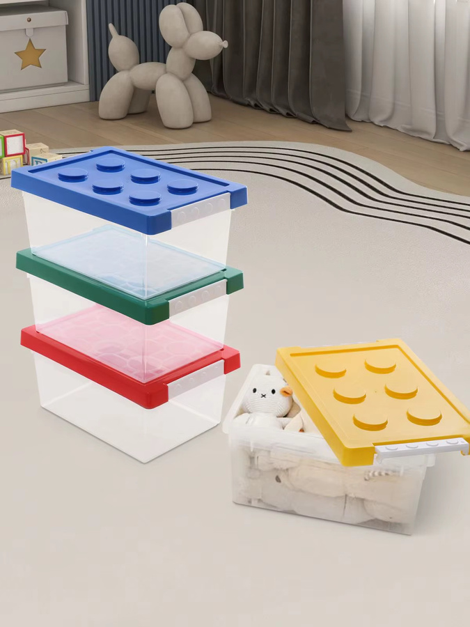 Bymaocar Aufbewahrungsboxen für Kinderbausteine und Spielzeug, 4er-Set, transparent, stapelbar, Volumen: 5 l und 9 l - Bild 3