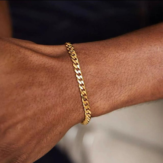 Armband Cuban Chain, Edelstahl, Gold, Unisex - Bild 1