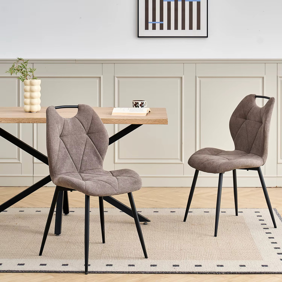 GrandCA HOME Esszimmerstuhl-Set im nordischen Stil aus Samt mit Metallbeinen, erhältlich in Beige, Braun, Grau oder Schwarz - Bild 2