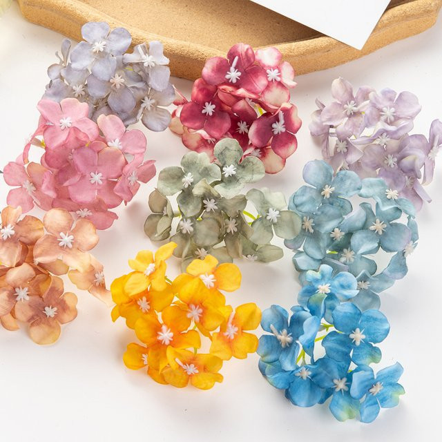 10er Set Künstliche Hortensien in Multicolour als Florale Dekoration für Hochzeiten und DIY-Projekte - Bild 1