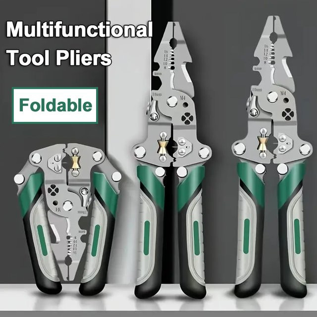EOOPEE Multi-Tool-Zange zum Schneiden, Crimpen und Abisolieren für Elektroarbeiten, Mehrfarbig - Bild 1