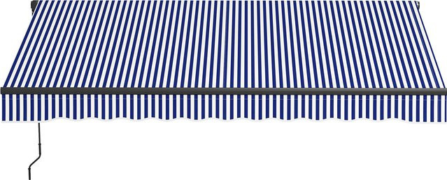 Outsunny Balkonmarkise zur Wandmontage mit Handkurbel, Sonnenschutz und Sonnendach, Aluminium, Blau und Weiß, B x H: 3 x 2,5 m - Bild 1