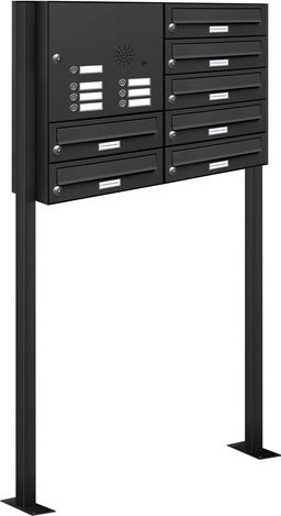 AL Briefkasten-System für 7 Parteien, freistehend, grau, B/H/T: 153,73 x 150,0 x 27,5 cm - Bild 1