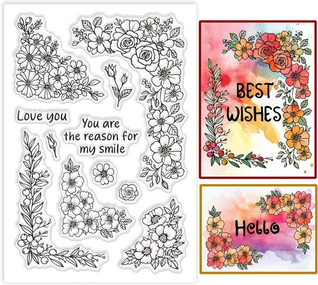 Transparente Silikonstempel mit Rosen- und Pflanzenmotiv für Scrapbooking und DIY-Kartenbasteln - Bild 1