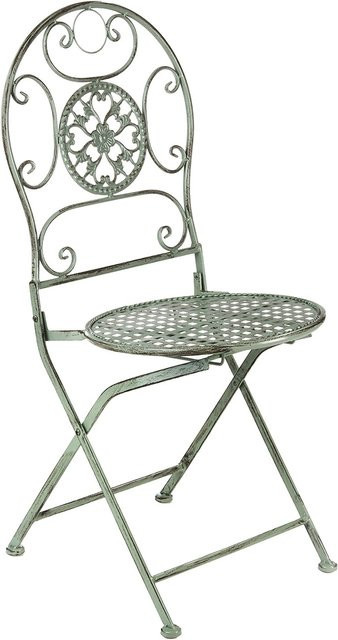 Kobolo Metallstuhl im Vintage-Design für Garten und Terrasse, Farbe Antique Green, Höhe: 93 cm - Bild 1