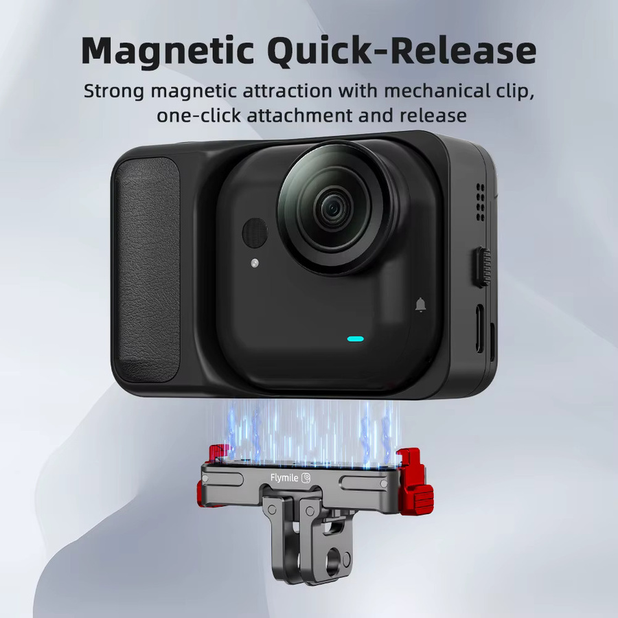 Magnetischer Quick Release Basis Adapter aus Aluminium für Insta360 Go Ultra mit Verlängerung Mount Halterung - Bild 4