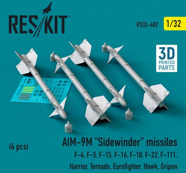 ResKit Models AIM-9M Sidewinder missiles, 4-teiliges Set, 3D Printed - Bild 1