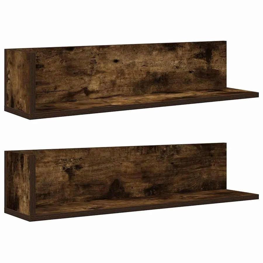 vidaXL Wandregale 2er-Set aus Holzwerkstoff in Räuchereiche, B/T/H: 75 x 16,5 x 16,5 cm - Bild 2