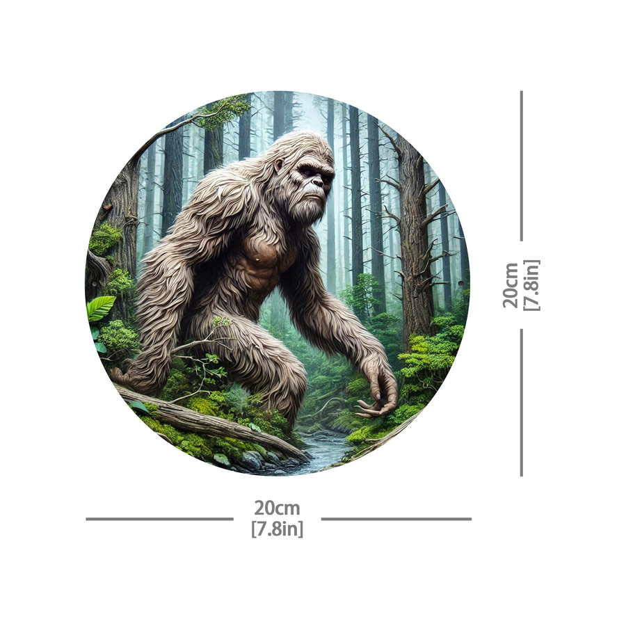 Rundes Metallkunstschild mit Sasquatch-Motiv von Potdemiel, Mehrfarbig, Durchmesser: 20,32 cm - Bild 2