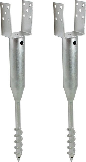 TRUTZHOLM 2er Set U Profil Bodenhülse zum Einschrauben, Feuerverzinkt, Farbe: Silber, B/T/H: 10 x 10 x 86,5 cm - Bild 1