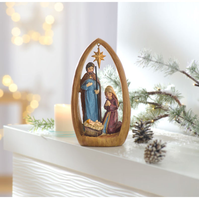 Weihnachtliche Dekofigur Heilige Familie Krippe von viva domo in Mehrfarbig aus Kunstharz - Bild 2