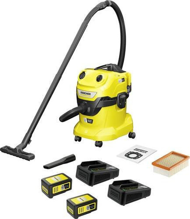 Kärcher WD 4-18 Dual Battery Set Akku-Nass-/Trockensauger 380 W 20 l inkl. 2 Akkus und Ladegerät kabellos