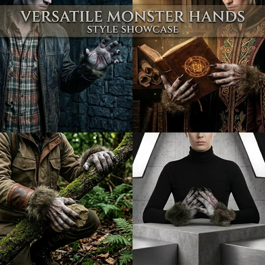 patygr Zombie-Handhandschuhe, Monsterkrallen, Zubehör, Fantasy, Gummi - Bild 6
