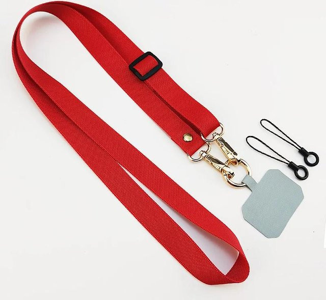 Universelles verstellbares Crossbody Handy Lanyard aus Polyester in Rot für dein Smartphone - Bild 1