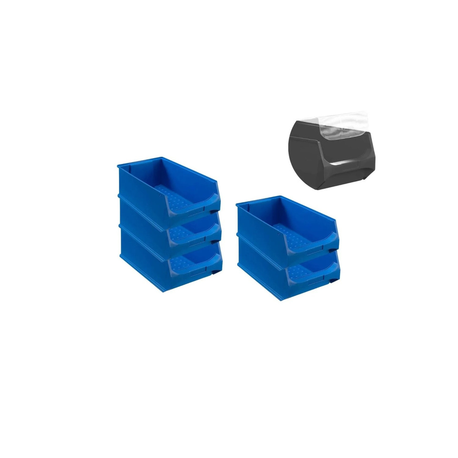 PROREGAL SparSet 5x Sichtlagerbox 5.0 mit Abdeckung und Griffen, Blau, H x B x T: 20 x 30 x 50 cm - Bild 1
