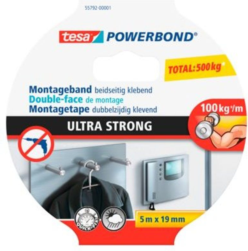 tesa Powerbond Ultra Strong Montageband Weiß B: 19 mm, L: 5 m - Bild 2