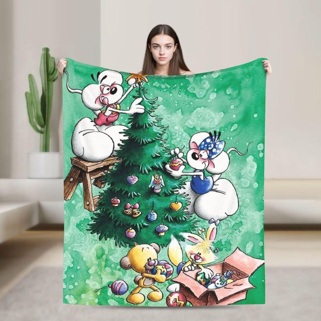 LumiRove Flanell Überwurfdecke Diddl Design in Grün, weiche Tagesdecke für Kinder und Erwachsene, B/B/H: 125 x 150 cm - Bild 1