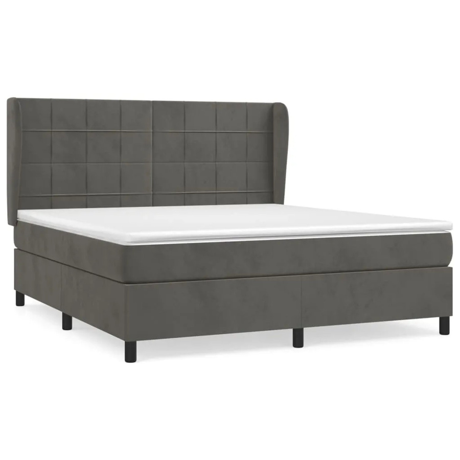 vidaXL Boxspringbett mit Matratze Dunkelgrau Samt B/T/H: 160 x 200 cm - Bild 2