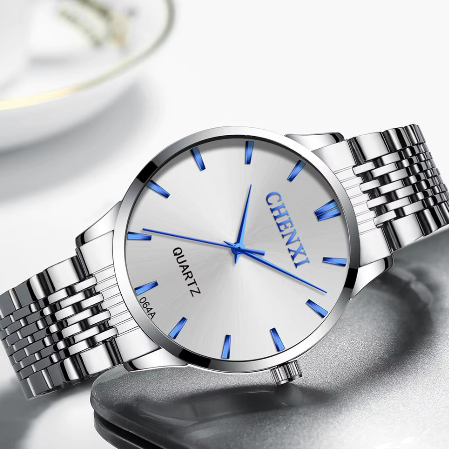 CHENXI Armbanduhr Quarz, Edelstahl, Silber, Herren - Bild 3