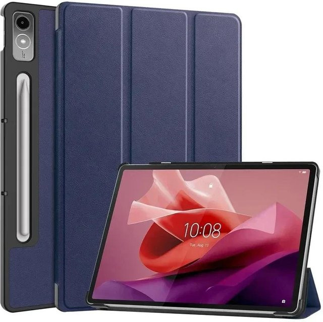 Magnetische Schutzhülle aus PU-Leder für Lenovo Tab P12 12,7 Zoll und Xiaoxin Pad Pro 12,7 in Blau mit Dreifachfaltung-Ständerfunktion - Bild 1