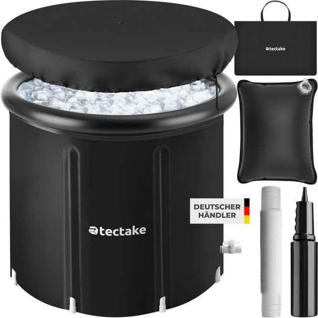 tectake Eisbadetonne Helsinki faltbar mit 3-facher Isolierung und aufblasbarem Außenring, Schwarz, B/T/H: 75 x 75 x 75 cm - Bild 1