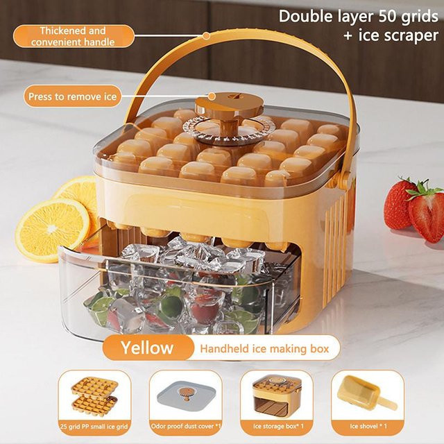 SeasonsEase Eiswürfelbereiter mit Deckel für 50 Eiswürfel in Orange und Gelb - Bild 1