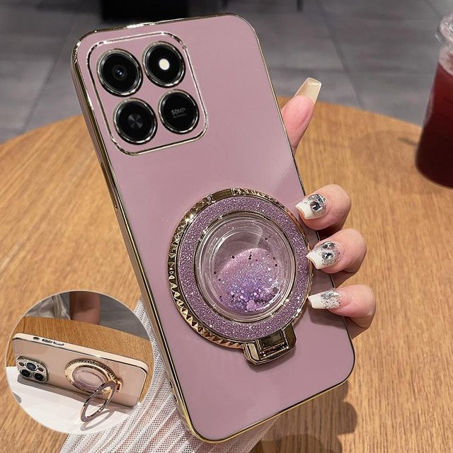 Xiaomi Handyhülle mit galvanisiertem Rahmen und magnetischem Ring-Halter aus TPU und Silikon in Lila für Xiaomi 15T, 17 Pro und 17 Pro Max - Bild 1
