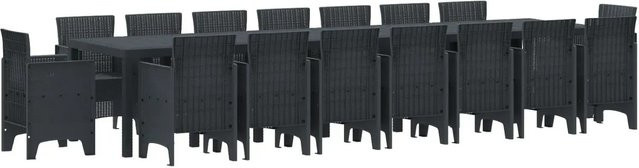 vidaXL 17-teiliges Garten Essset aus Polyrattan und Metall in Anthrazit - Bild 1