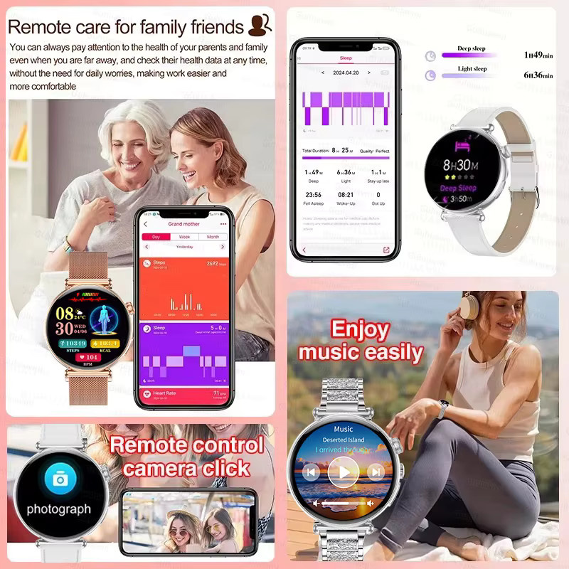 MAVHX Damen Smartwatch in Pink mit AMOLED-Bildschirm, Anruffunktion, EKG und Blutdruckmessung - Bild 2