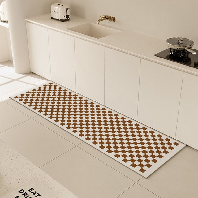 VIKAMA Küchenbodenmatte im minimalistischen koreanischen Stil, wasser- und ölabsorbierend, Kieselalgen-Schlammteppich, Farbe: Beige, B/T: 60 x 40 cm - Bild 1