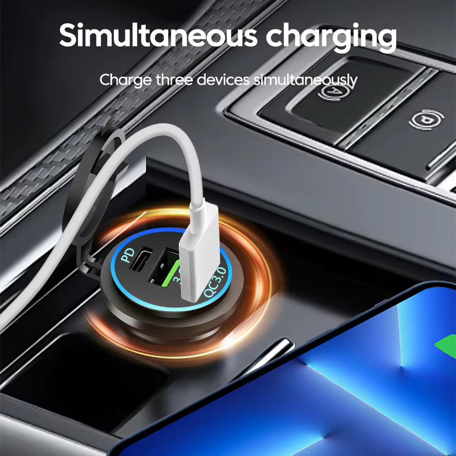 Wasserdichtes Dual USB Typ-C Ladegerät für Motorrad und Auto mit QC3.0 und 12V-24V Voltmeter in Schwarz - Bild 4