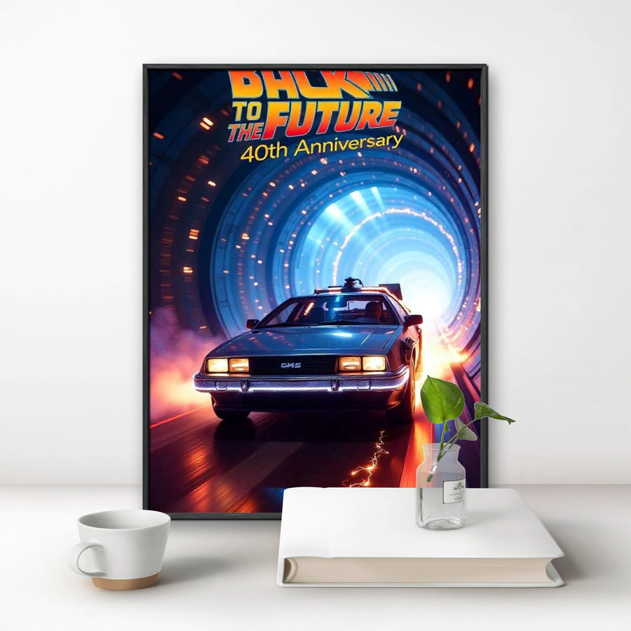 Potdemiel 5D DIY Vollrund-Diamantmalerei Zurück in die Zukunft Retro Motiv, Mehrfarbig - Bild 2