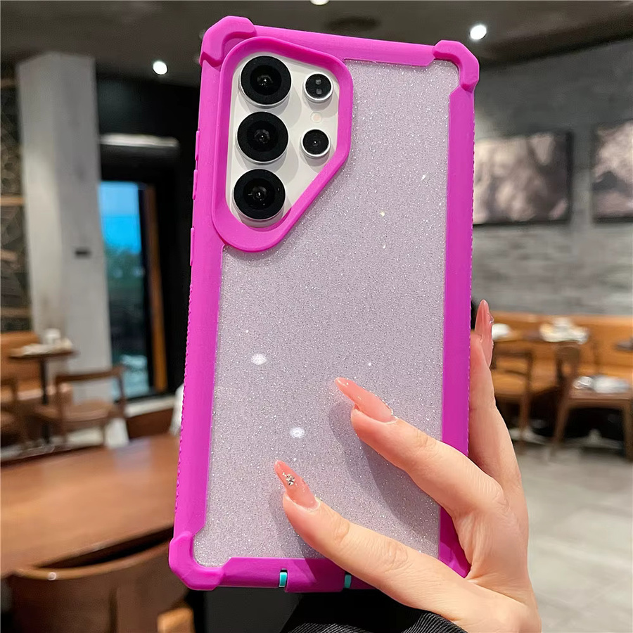 Stoßfeste Glitzer Schutzhülle aus weichem Silikon für Samsung S26, S25 Plus und S24 Ultra in Transparent, Black oder Pink - Bild 2