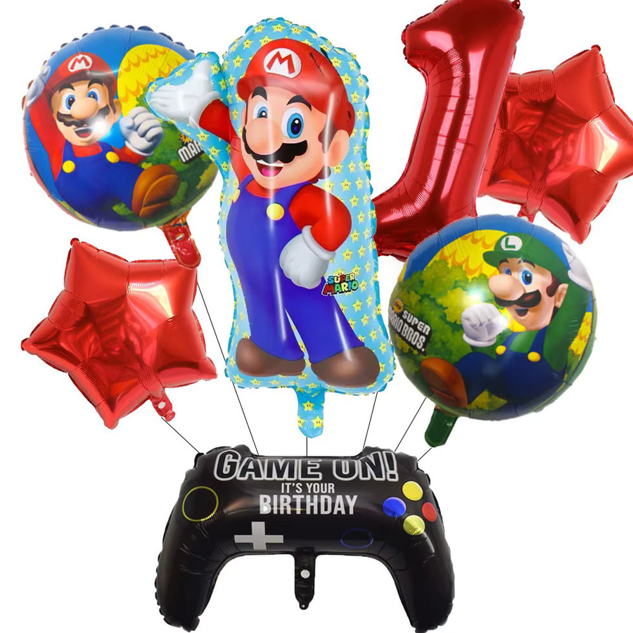 Bandai Mario und Luigi Zahlen-Ballon-Set aus Aluminiumfolie für Kindergeburtstage, Mehrfarbig - Bild 2