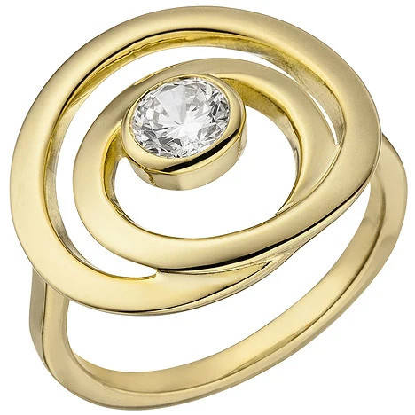 Colfem Ring 925 Silber, vergoldet, Zirkonia, Damen, Ringgröße 64 - Bild 1