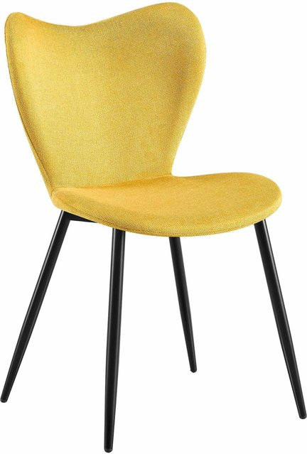 CLP Esszimmerstuhl Maika Polsterstuhl mit Samtbezug in Gelb und Metallgestell im Retro-Design - Bild 1