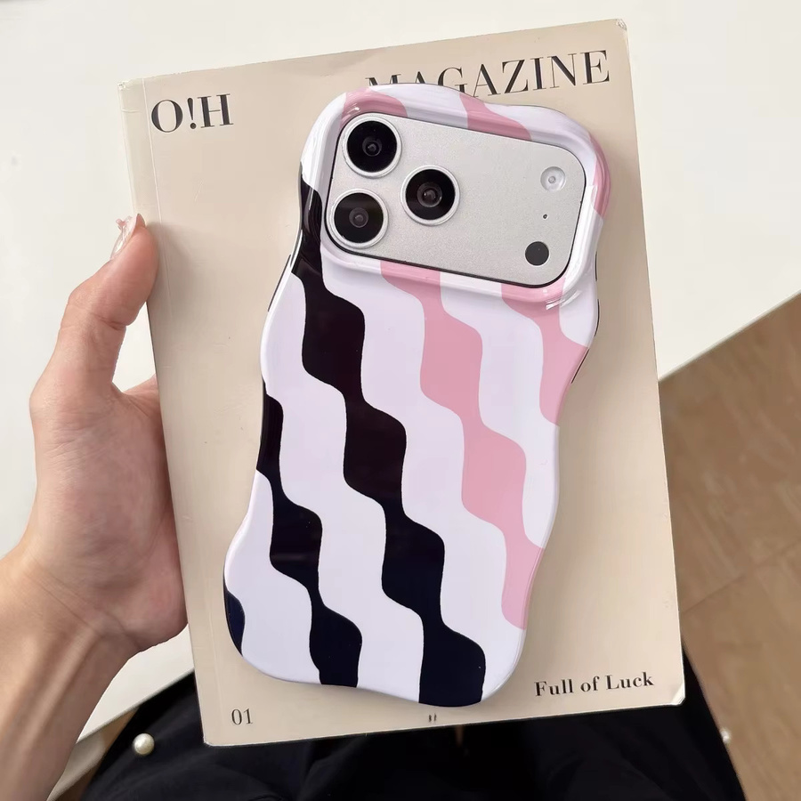 Stoßfeste Handyhülle mit Korea Splice Wellen- und Streifenmuster für iPhone 17 Air, 16, 15, 14 und 13 Pro Max in Multicolour und Grün - Bild 4
