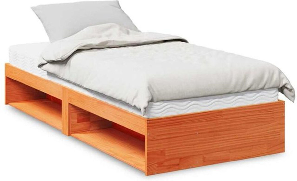vidaxl Tagesbett aus Massivholz Kiefer mit Matratze, Farbe Wachsbraun, B/T/H: 190 x 90 x 30 cm - Bild 1