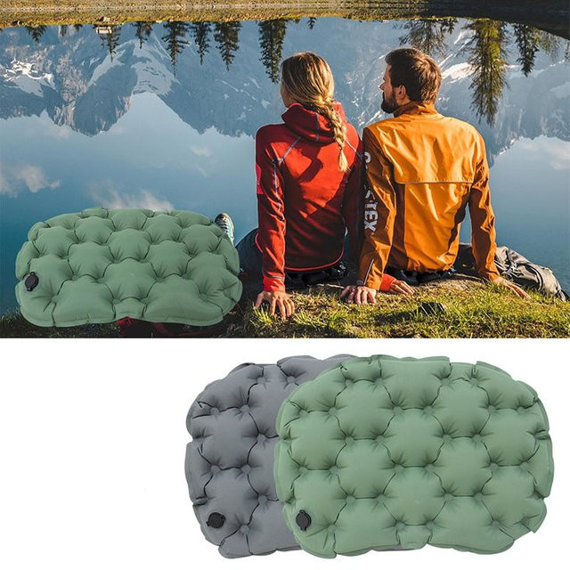 Tragbares aufblasbares Outdoor-Sitzkissen in Grün, feuchtigkeitsbeständige Sitzunterlage für Camping und Reisen - Bild 1