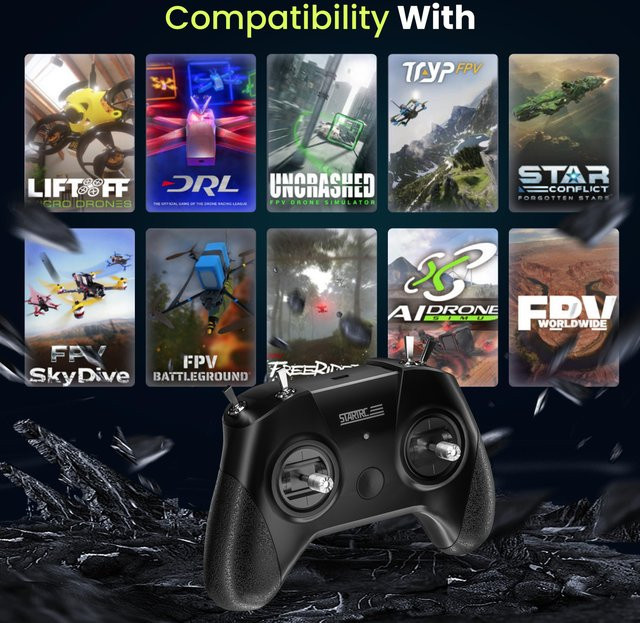 STARTRC S8 Simulator Controller Schwarz für DJI, Liftoff, Velocidrone und DRL FPV Drone Flight Training Simulation Fernbedienung - Bild 1