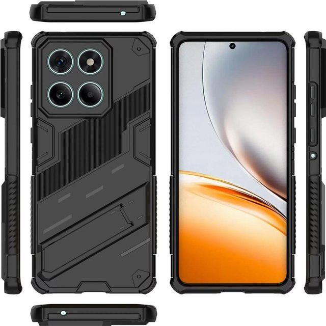 Robuste Rüstungs-Handyhülle für Motorola Moto Edge 50 Fusion, Edge 60, G24, G04 und E14 mit Ständer und stoßfester Rückseite aus hartem PC in Schwarz - Bild 1