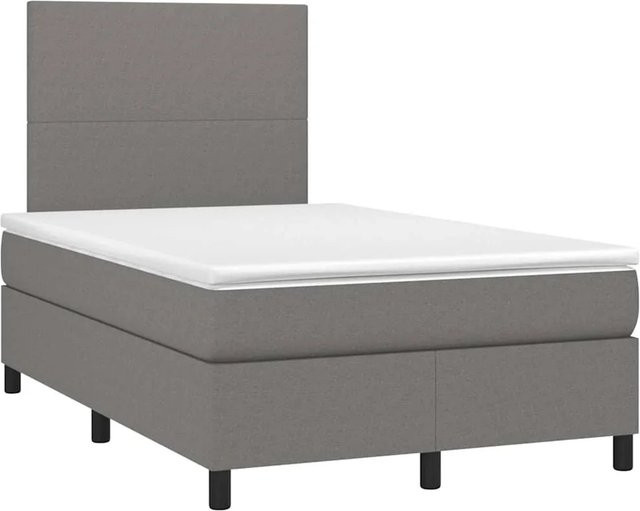 vidaXL Boxspringbett mit Matratze und LED-Unterbettbeleuchtung in Dunkelgrau, Hybridbett mit USB-Ladeport und Taschenfederkern, B/T: 120 x 190 cm - Bild 1