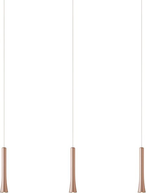 Oligo Rio LED-Pendelleuchte 3-flammig in Satin Copper aus gebürstetem Aluminium mit warmweißem Licht (2700K) und unsichtbarer Höhenverstellung - Bild 1